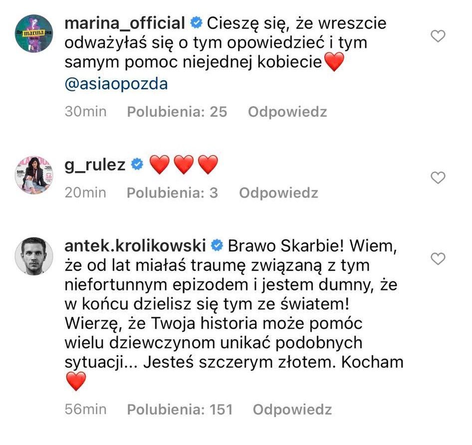 Komentarze pod wpisem Joanny Opozdy