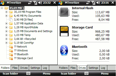 MTreeSize - monitoring objętości katalogów w Windows Mobile.