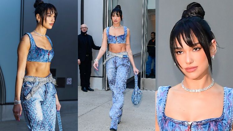 Dua Lipa w jeansowym total looku