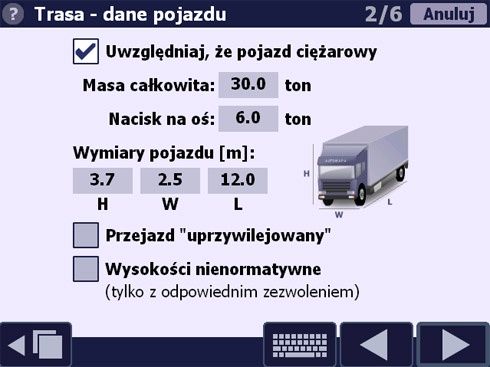 Ustawienie profilu ciężarowego w AutoMapie