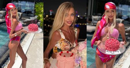 Julia Dybowska uczciła 35. urodziny tortem, bukietem róż i... sesją w bikini. Z roku na rok jest coraz szczuplejsza? (ZDJĘCIA)