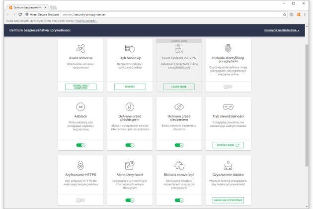 Avast Secure Browser ustawienia