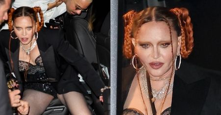 64-letnia Madonna, pochłonięta balangą, próbuje wydostać się z auta w skąpym wdzianku (ZDJĘCIA)