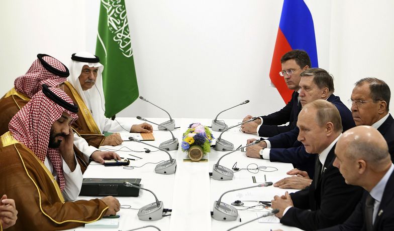 TemporaryRussia's President Vladimir Putin, third from right, and Saudi Arabia's Crown Prince Mohammed bin Salman, left, hold a bilateral talk on the sidelines of the G-20 Summit in Osaka, western Japan Saturday, June 29, 2019. (Yuri Kadobnov/Pool Photo via AP)Pool AFP