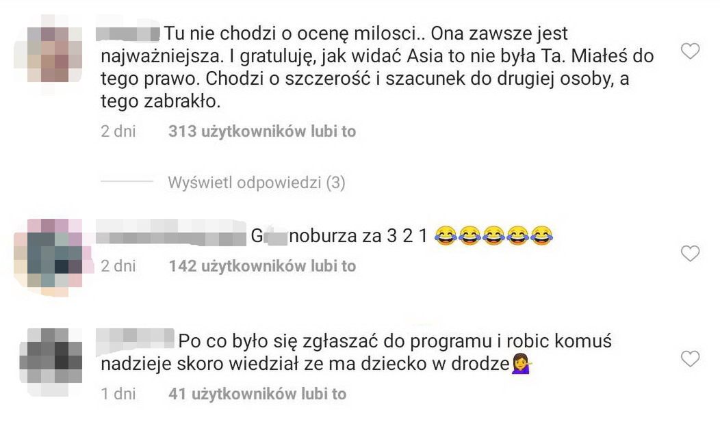 Komentarze pod zdjęciem Adama Miciaka ze "Ślubu od pierwszego wejrzenia"