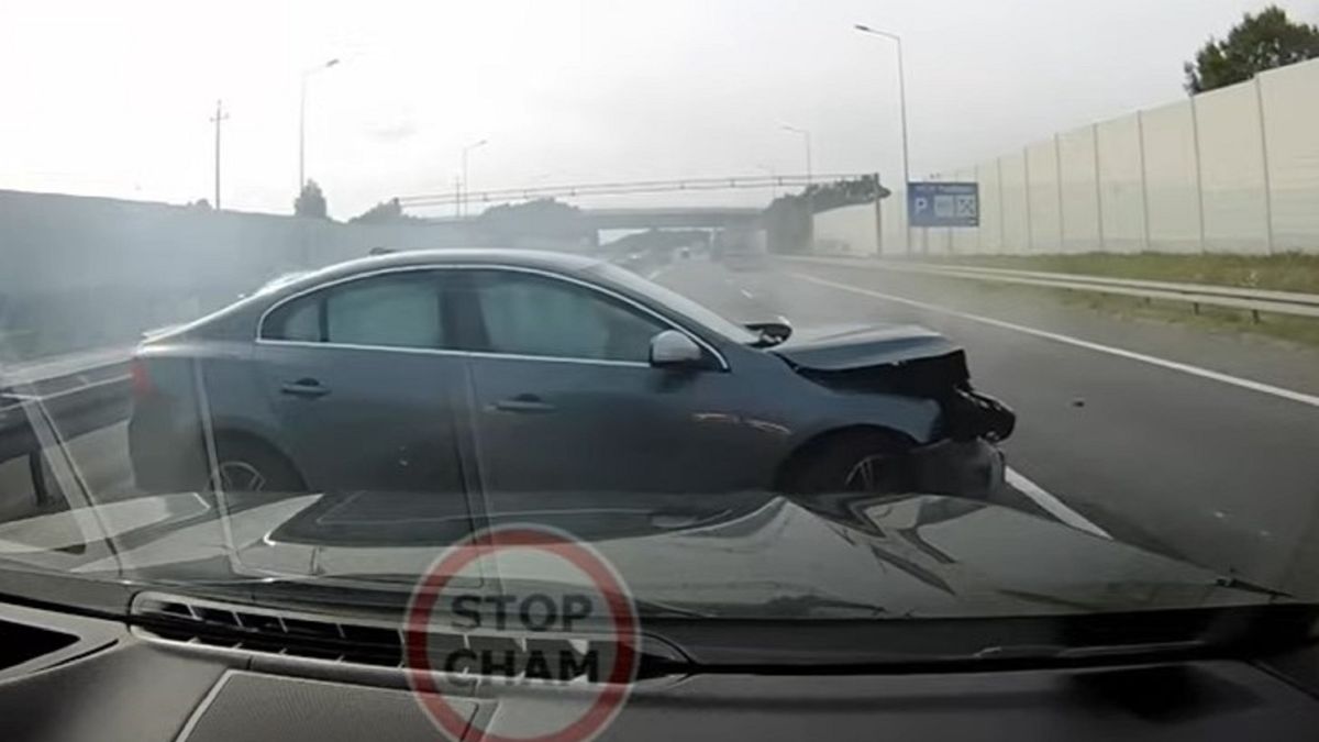 Wypadek na autostradzie A4.