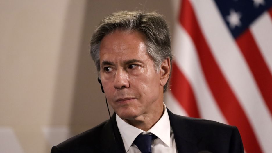 October 5, 2023, Mexico City, Mexico: Antony Blinken, Secretary of State of the United States at the press conference within the framework of the Mexico - United States High Level Security Dialogue at the National Palace in Mexico City. (Photo by Luis Barron / Eyepix Group). (Photo credit should read Luis Barron / Eyepix Group/Future Publishing via Getty Images)