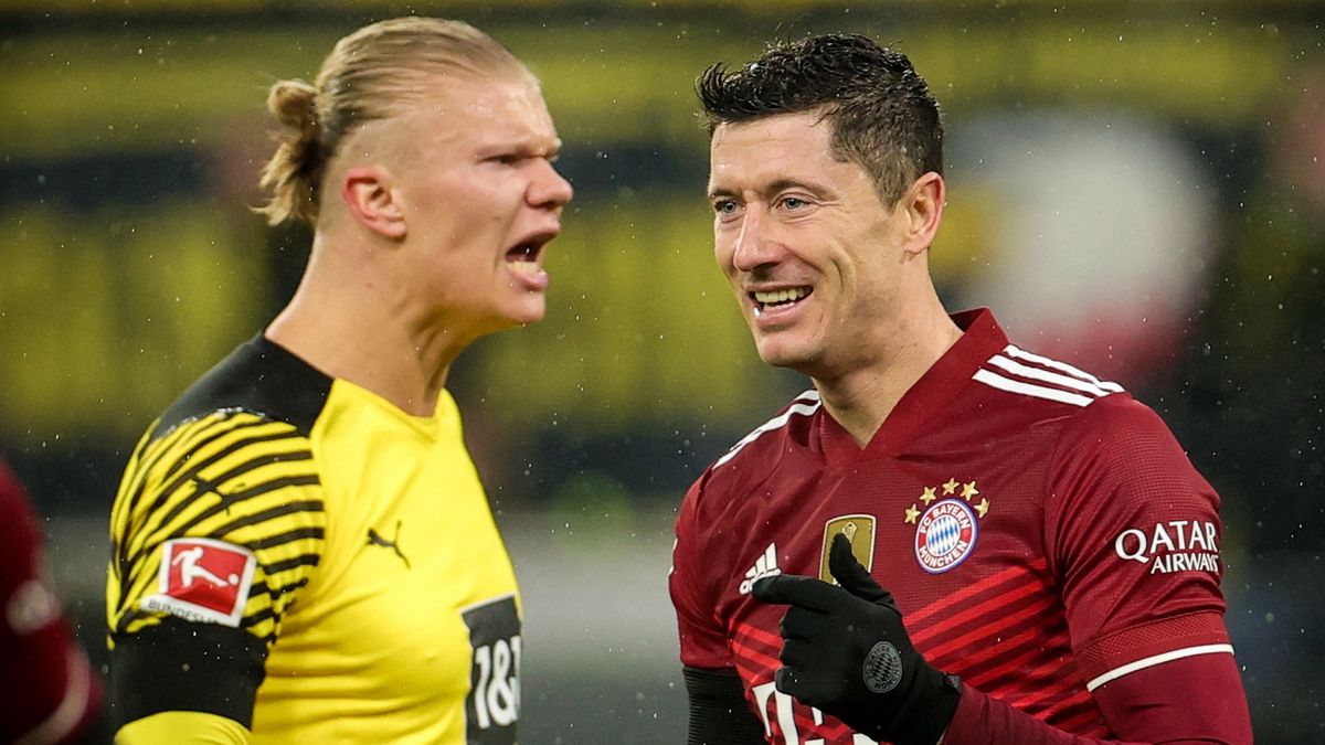 Erling Haaland (z lewej) i Robert Lewandowski