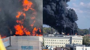Ogień w samym centrum Białegostoku. Dramatyczne sceny na nagraniu