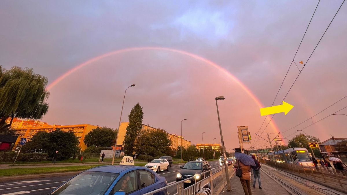 Podwójna tęcza nad Wrocławiem.