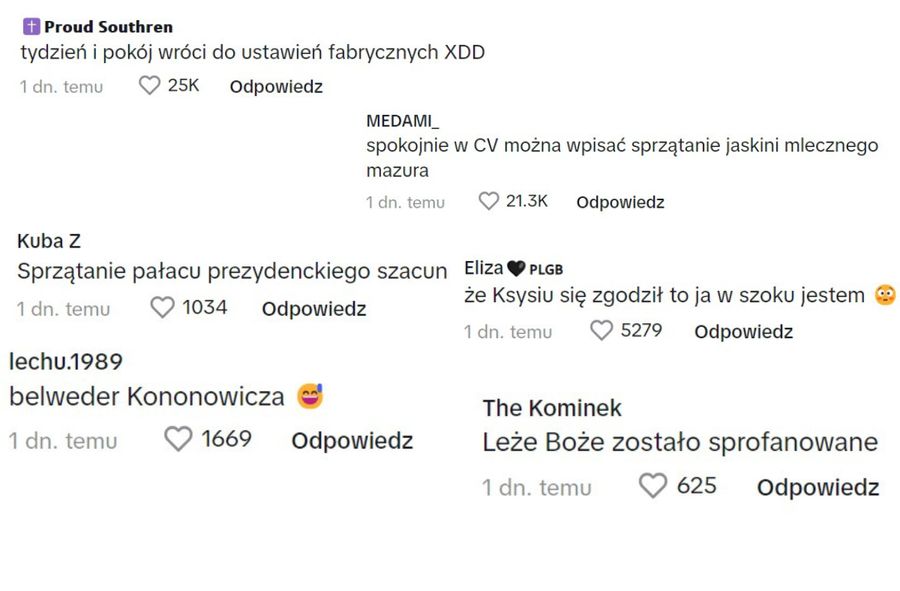 Komentarze pod TikTokiem ze sprzątania mieszkania Kononowicza