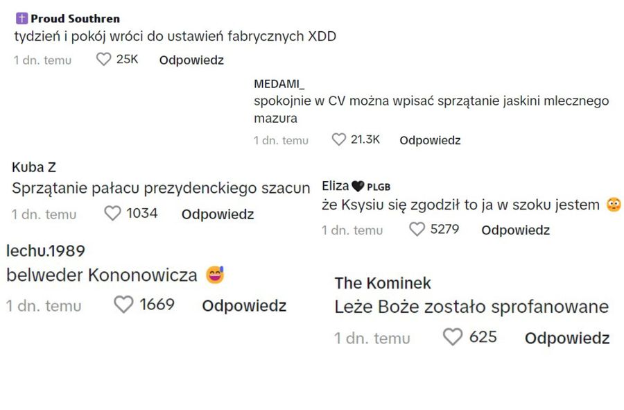Komentarze pod TikTokiem ze sprzątania mieszkania Kononowicza