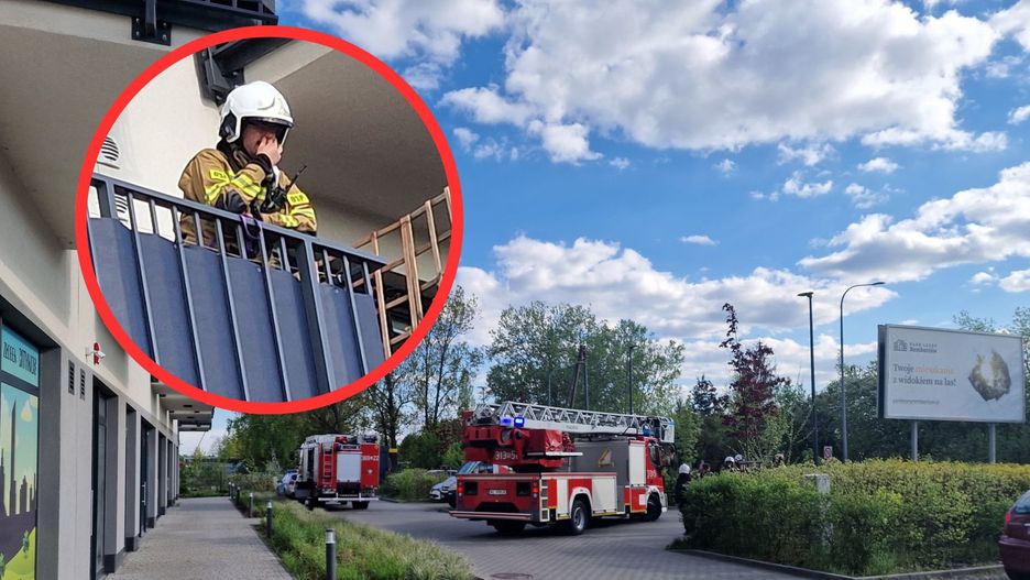 Akcja strażaków w bloku przy Chełmżyńskiej w Warszawie