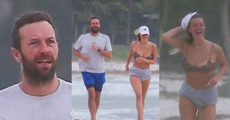 Chris Martin i jego 17-letnia córka Apple truchtają brzegiem Morza Karaibskiego (ZDJĘCIA)
