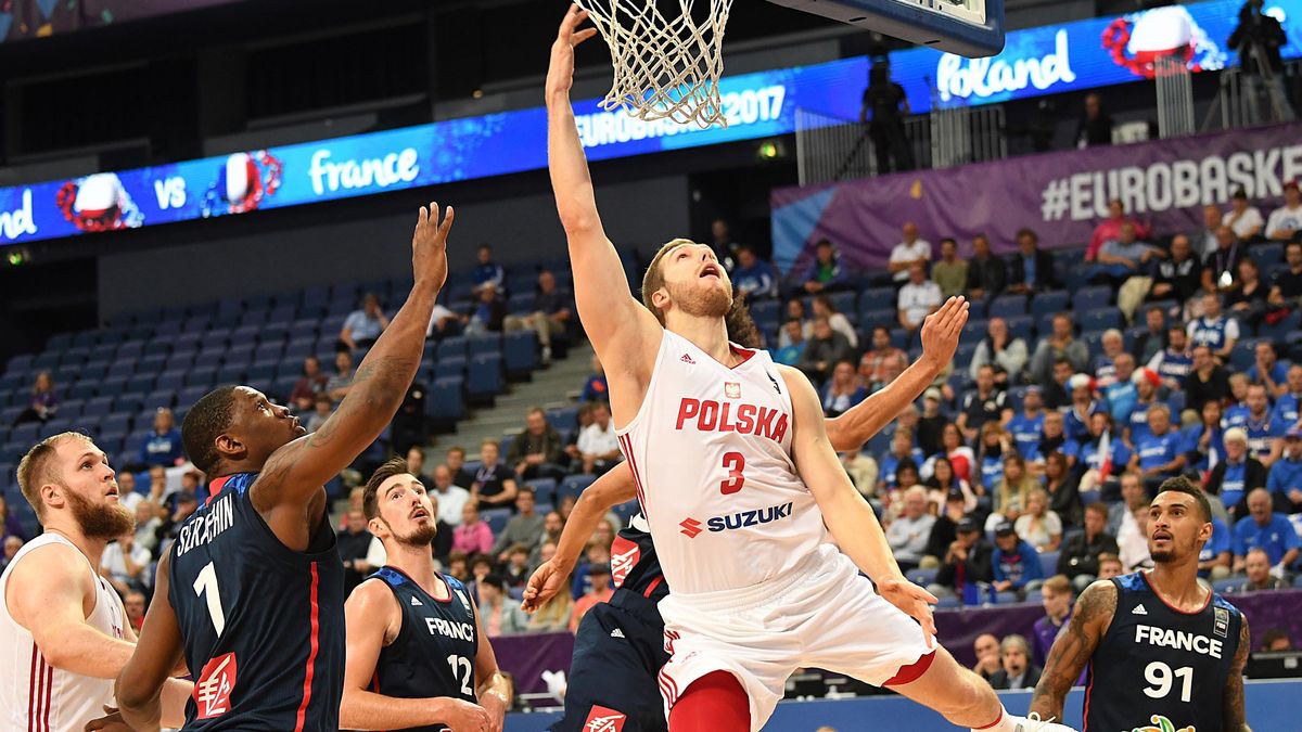 Na zdjeciu: Michał Sokołowski podczas EuroBasketu 2017