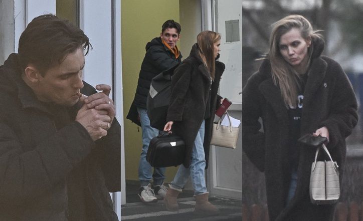 Agnieszka Kaczorowska stroi miny w kierunku Filipa Gurłacza