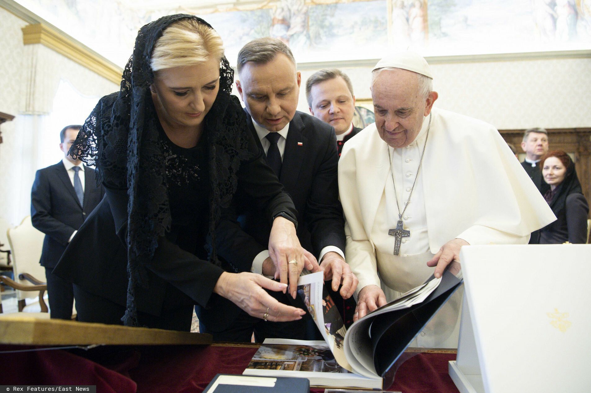 Agata Duda i Andrzej Duda na audiencji u papieża Franciszka