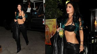 Kylie Jenner W STANIKU i jej niebieskie końcówki mkną po Los Angeles. Towarzyszyła jej Hailey Bieber
