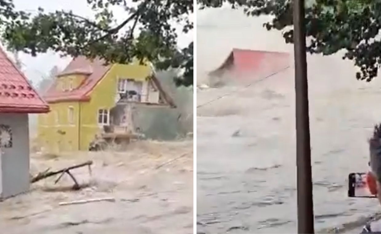 Dramat w Stroniu Śląskim. Fala porwała dom na oczach ludzi