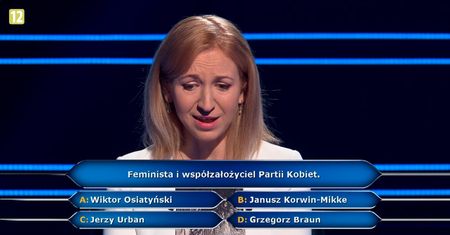 W "Milionerach" pytali o Partię Kobiet i feminizm. Korwin-Mikke by się uśmiał