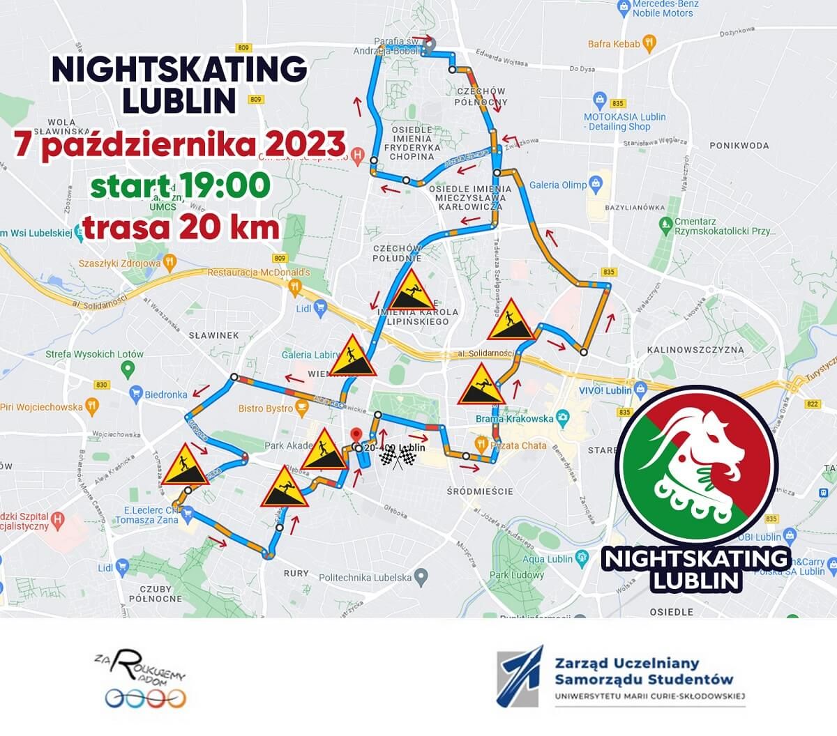 Trasa Nightskating Lublin 7 października