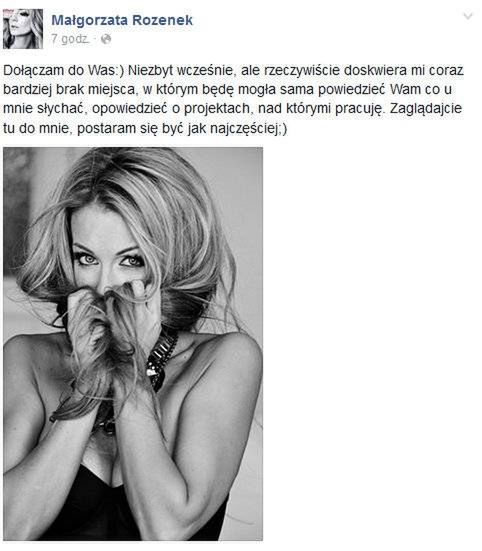 Małgorzata Rozenek założyła konto na Facebooku