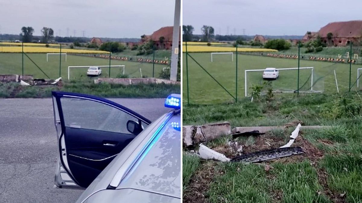Samochód przeleciał w powietrzu 20 m i trafił do bramki
