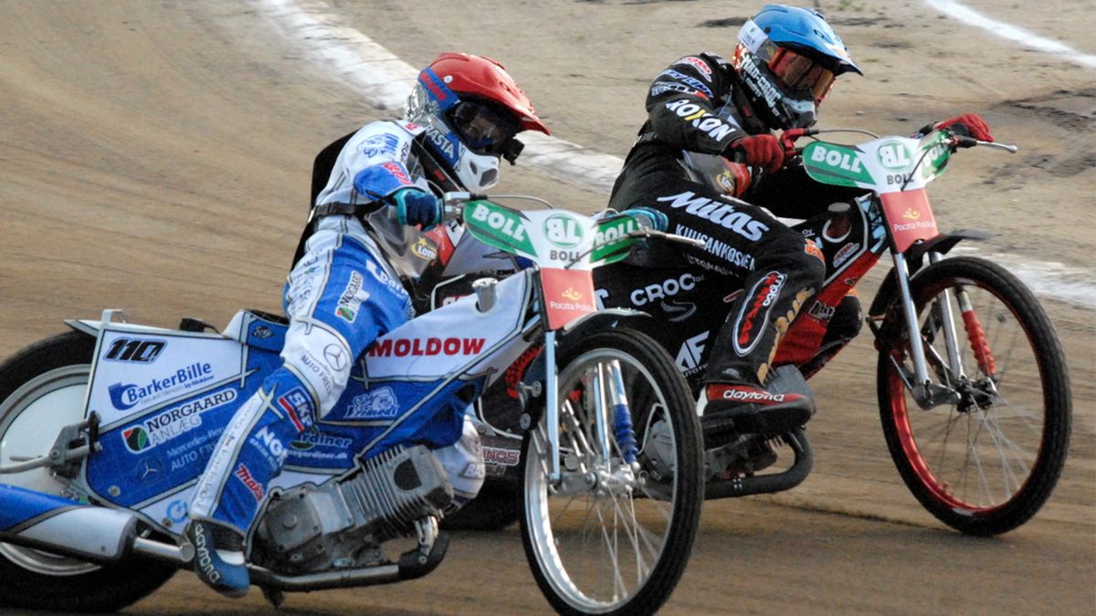 Timo Lahti (kask niebieski) i Nicki Pedersen