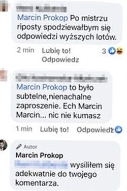 Screen z fb Marcina Prokopa