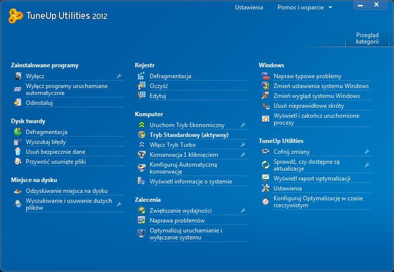 TuneUp Utilities 2012 - wszystkie funkcje