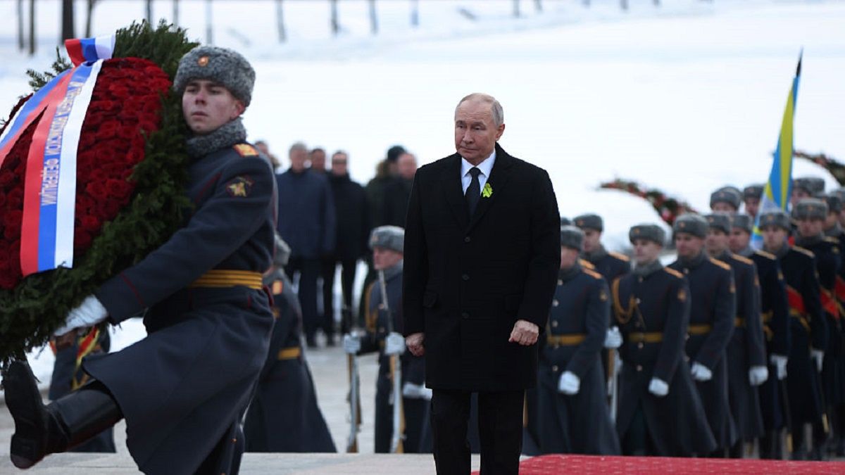 Russian President Vladimir Putin Participates In Events Marking The Siege Of Leningrad During WWII
SAINT PETERSBURG, RUSSIA - JANUARY 27: Russian President Vladimir Putin follows honour guards of the Presidential Regiment, carrying the wreath at Piskaryovskoye Memorial Cemetery, dedicated to the victims of the siege of Leningrad, on January 27, 2026, in Saint Petersburg, Russia. Putin arrived in Saint Petersburg yesterday for a two-day working visit. (Photo by Contributor/Getty Images)
Contributor