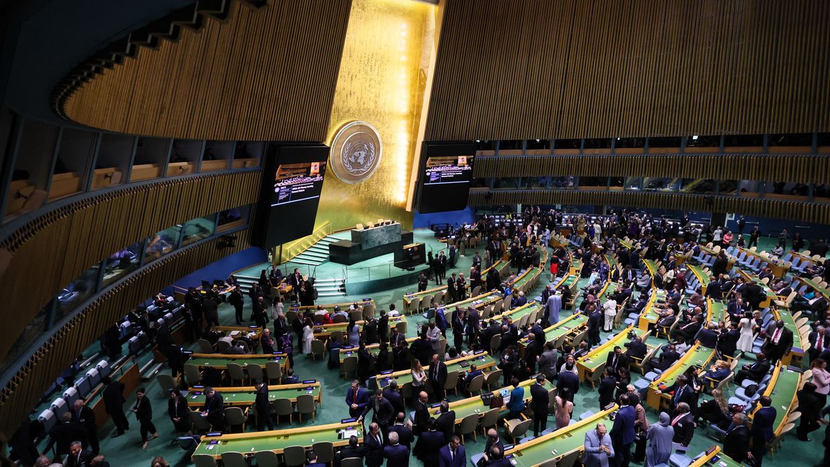 Nowy Jork, USA, 23.09.2025. Wizyta Prezydenta RP w Stanach Zjednoczonych Ameryki. Rozpoczęcie debaty generalnej 80. Sesji Zgromadzenia Ogólnego ONZ w Nowym Jorku, 23 bm. (aldg) PAP/Leszek Szymański