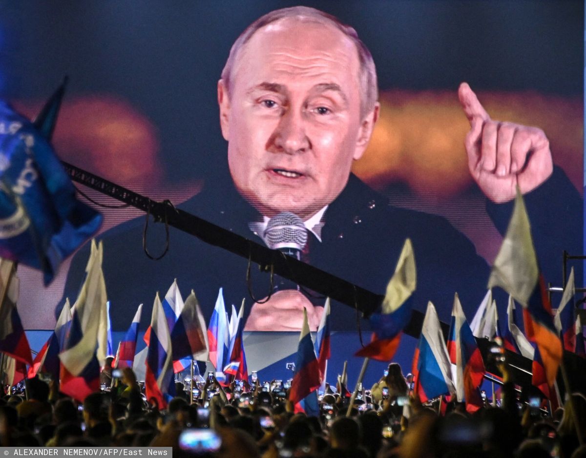 Władimir Putin podczas wystąpienia na Placu Czerwonym w Moskwie