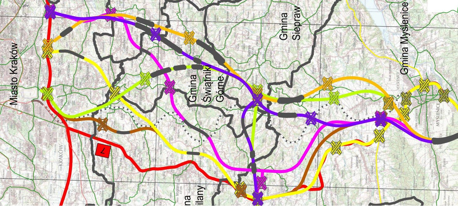6 wariantów S7 od Krakowa do Myślenic, poddanych konsultacjom 