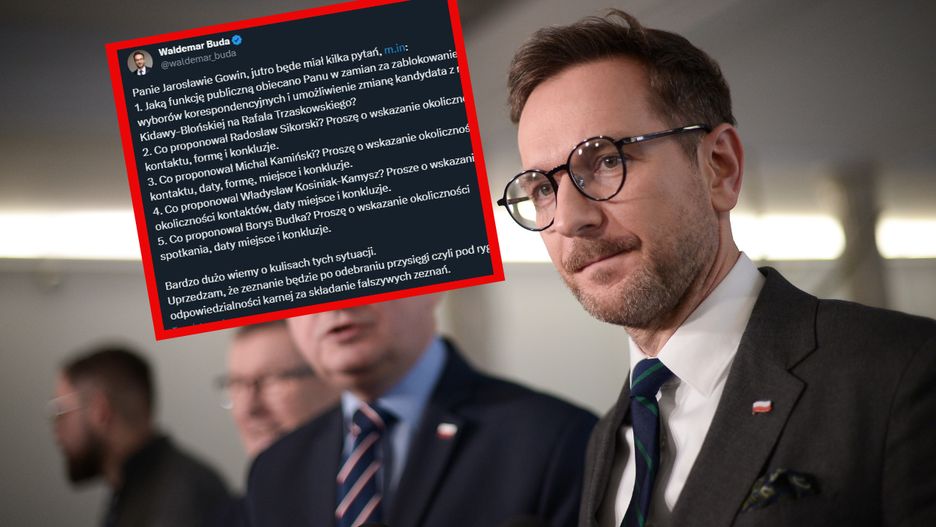 Buda opublikował pytania jakie zamierza zadać Gowinowi