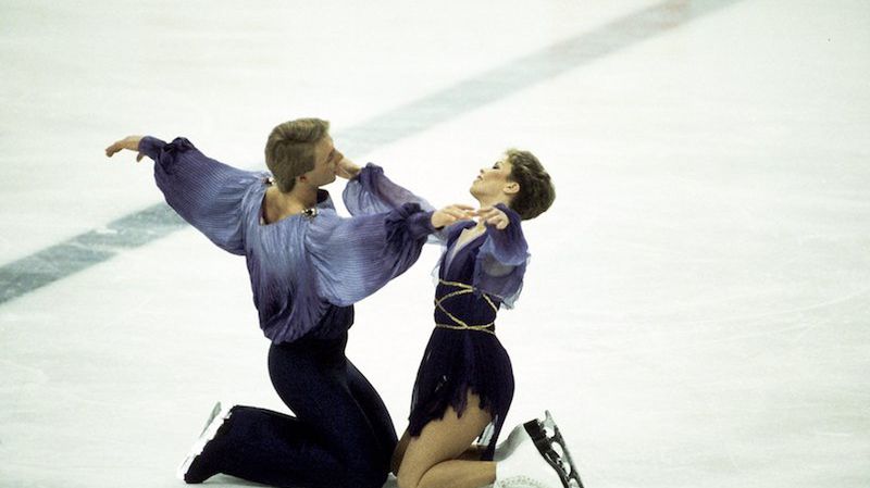 Christopher Dean (z lewej), Jayne Torvill, rok 1984
