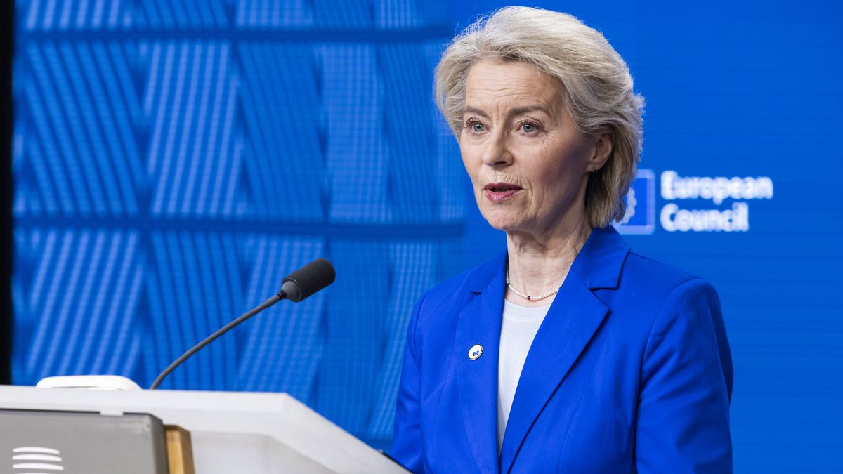 President of the European Commission Ursula von der Leyen holds a joint press conference with the President of the European Council António Costa after the end of the European Council Summit, the EU leaders and head of states meeting, with main topics discussed the military escalation in the Middle East and Gulf Region, situation in Iran, energy prices and security, EU's strategic competitiveness, Ukraine, multinational financial framework, security, defence, migration and other topics while the attack on Cyprus was mentioned. Brussels, Belgium on March 20, 2026 (Photo by Nicolas Economou/NurPhoto via Getty Images)