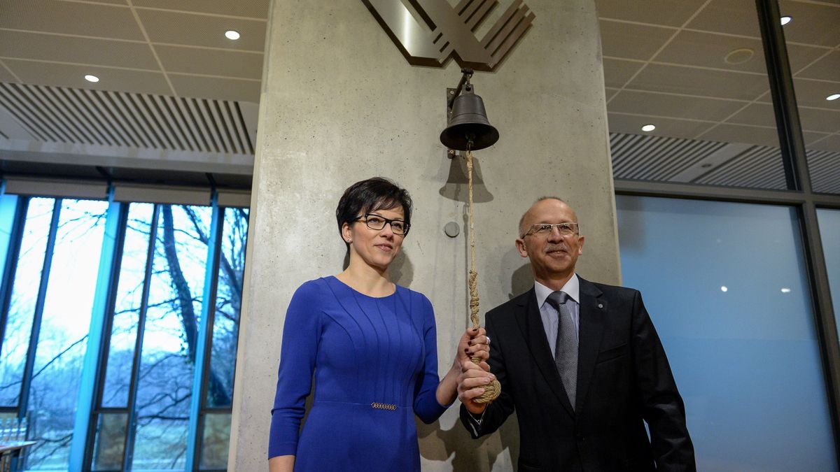 Wiesław Rozłucki z Małgorzatą Zaleską, nową prezes GPW