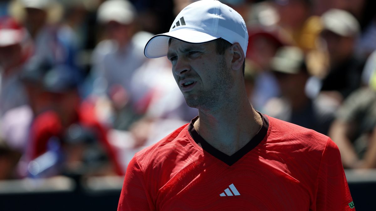 PAP / Marcin Cholewiński / Hubert Hurkacz w meczu z Griekspoorem w Australian Open