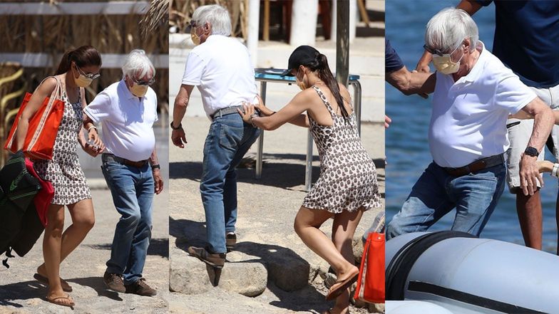 Uczynna żona 90-letniego Berniego Ecclestone POPYCHA GO, pomagając mu iść (ZDJĘCIA)