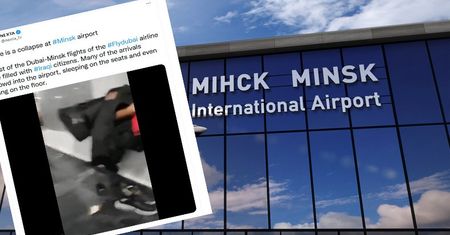Tłum imigrantów na lotnisku w Mińsku. Wideo w sieci