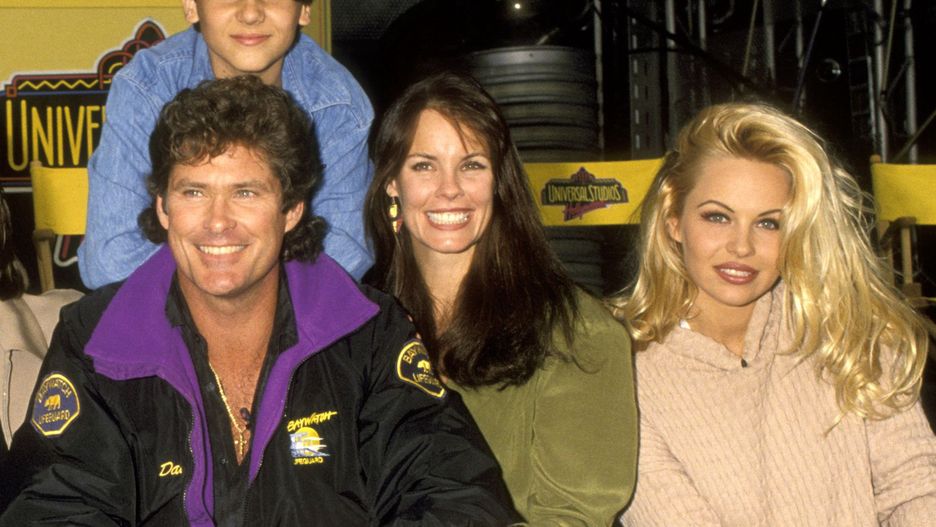 David Hasselhoff, Alexandra Paul i Pamela Anderson w 1993 r.