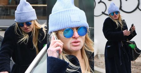 Oklejona plastrami Monika Olejnik wędruje do swojego BMW (ZDJĘCIA)