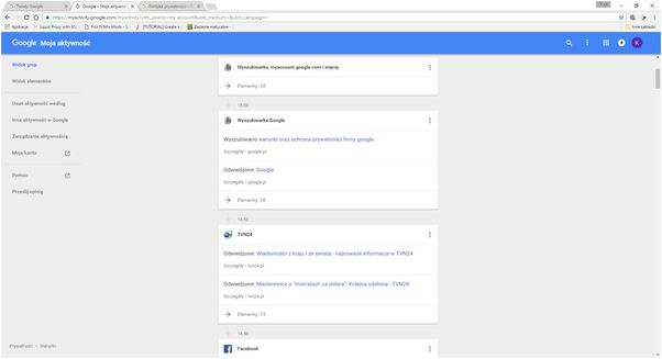 Google wiedzą, co ostatnio robiłem w Internecie