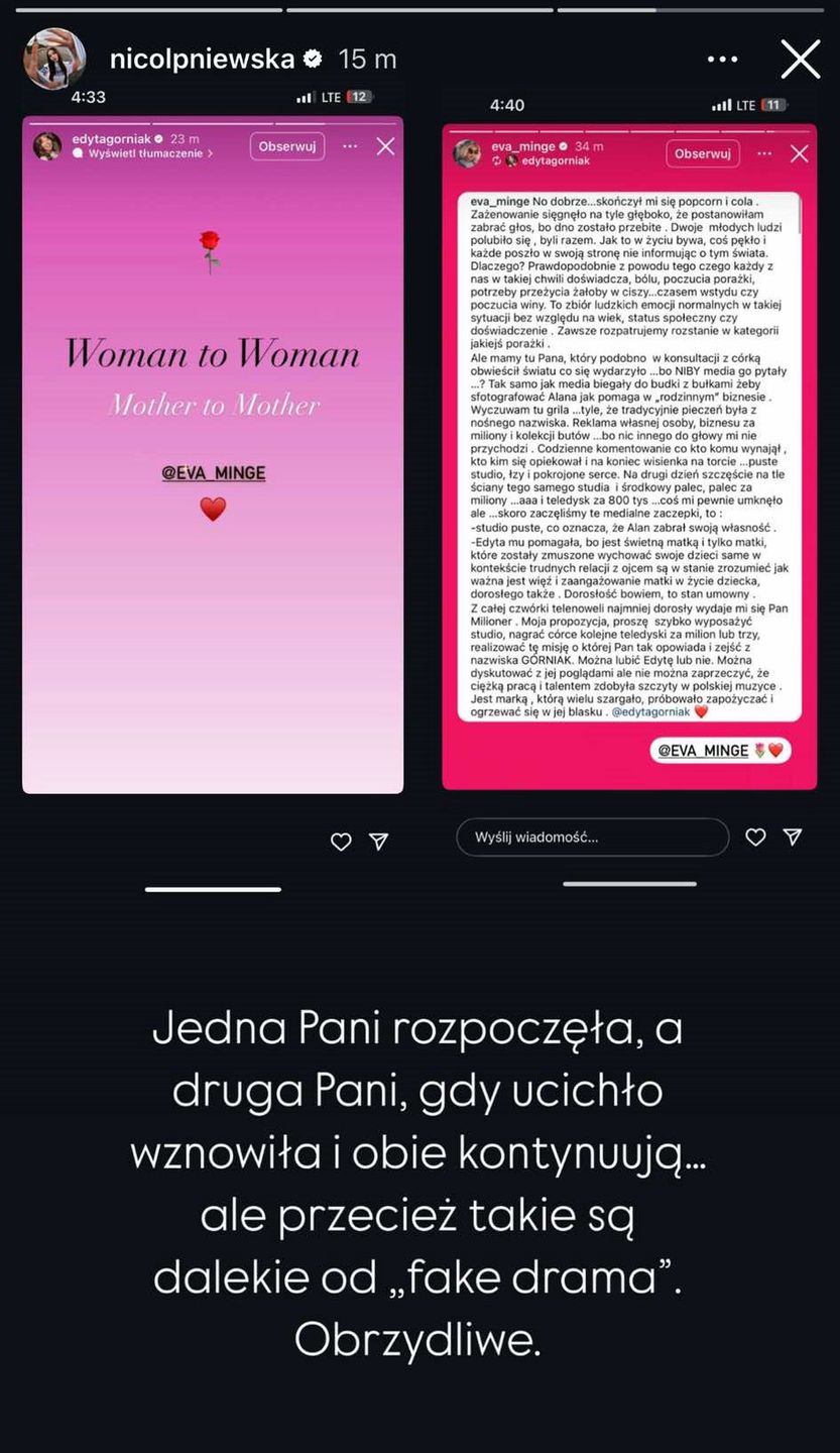 Nicol Pniewska potępiła postawę Edyty Górniak i Ewy Minge