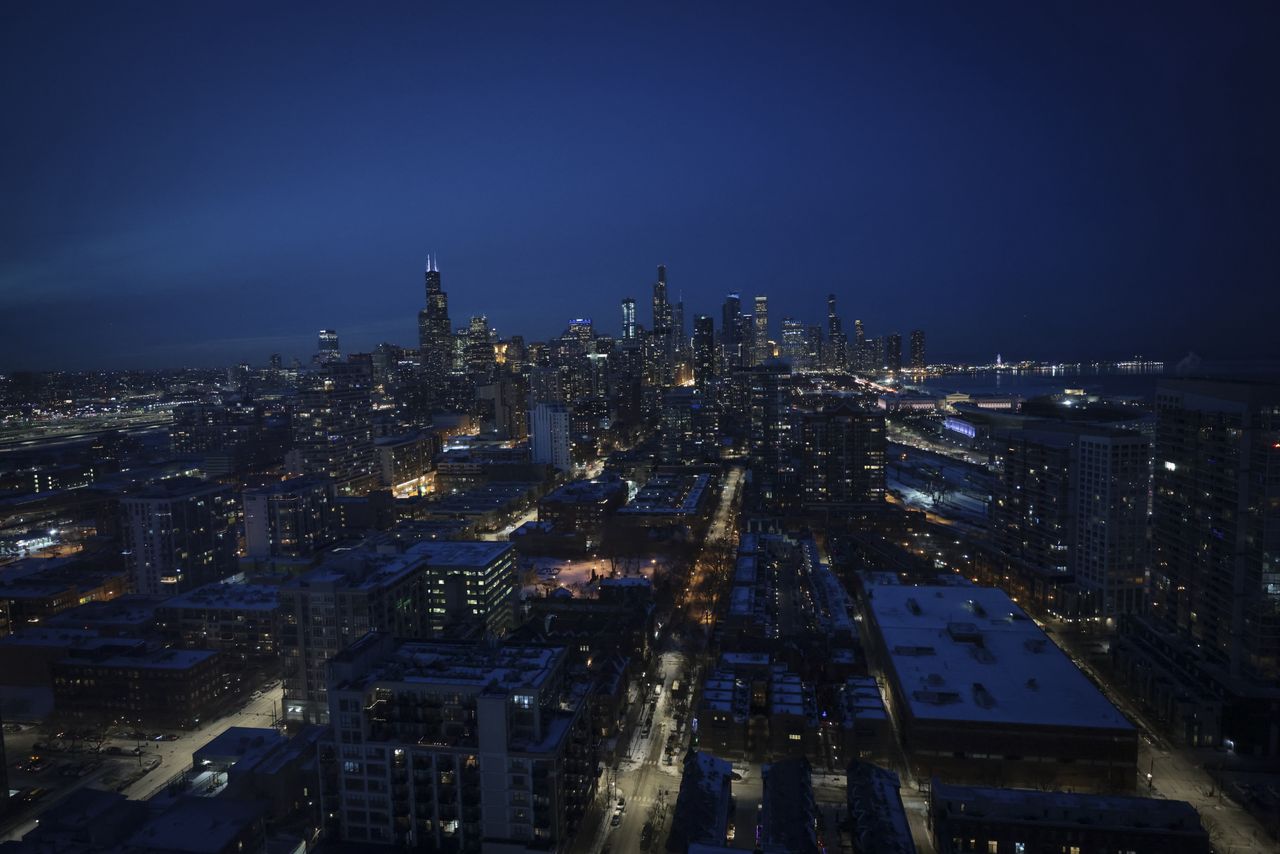 CHICAGO, ILLINOIS - JANUARY 17: The skyline of Chicago is seen on January 17, 2024 in Chicago, Illinois. View is from the south of the city looking north. (Photo by Win McNamee/Getty Images)