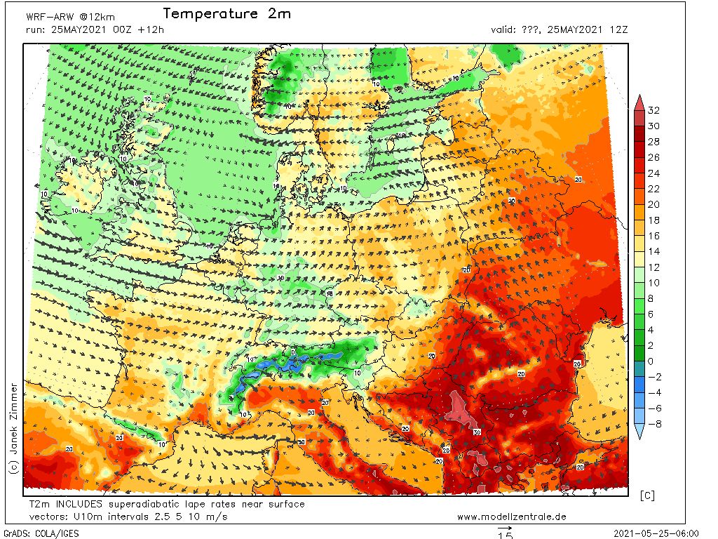 Mapa pogody dla Europy