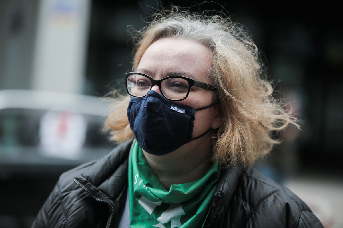 Marta Lempart, liderka Strajku Kobiet, jest jedną z inicjatorek masowych protestów w obronie praw kobiet. (Photo by Krzysztof Zatycki/NurPhoto via Getty Images)