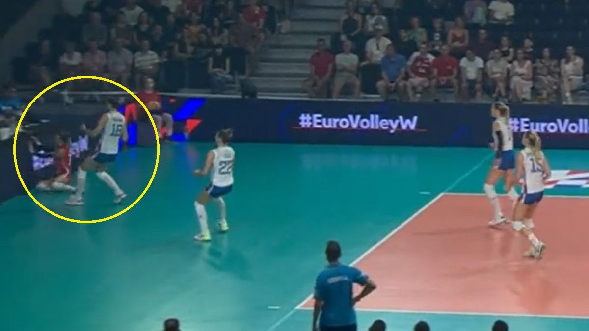 Zdjęcie okładkowe artykułu: Twitter / Polsat Sport / Zderzenie z bandą libero Jegdić