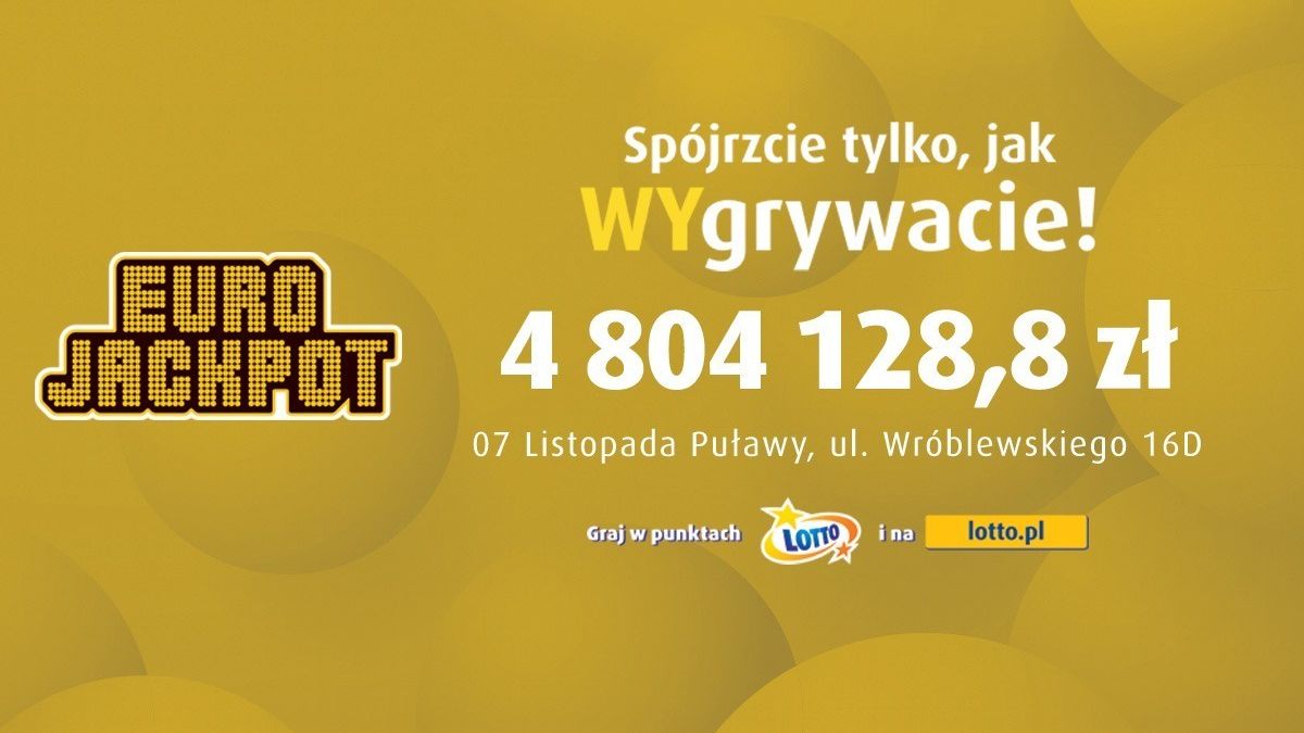 grafika wygrana w Eurojackpot w Puławach